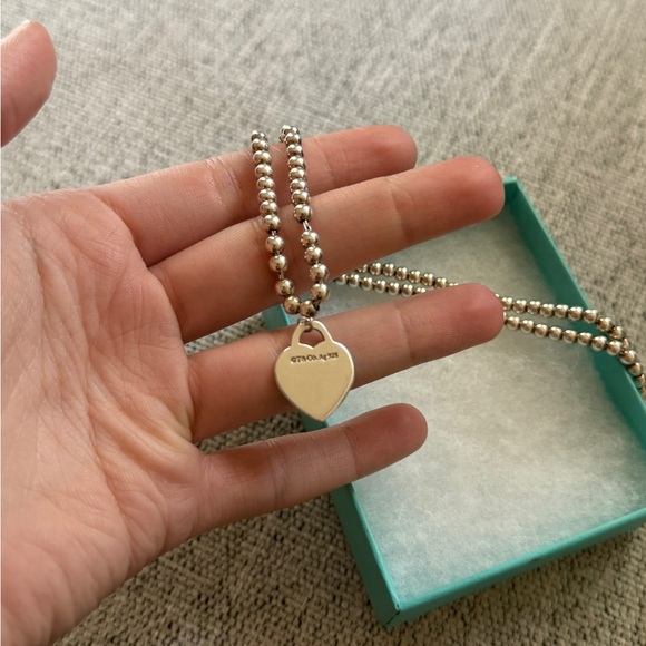 Tiffany & Co. Silver Heart Tag Beaded Necklace - Picture 3 of 5